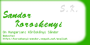 sandor koroskenyi business card