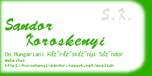 sandor koroskenyi business card